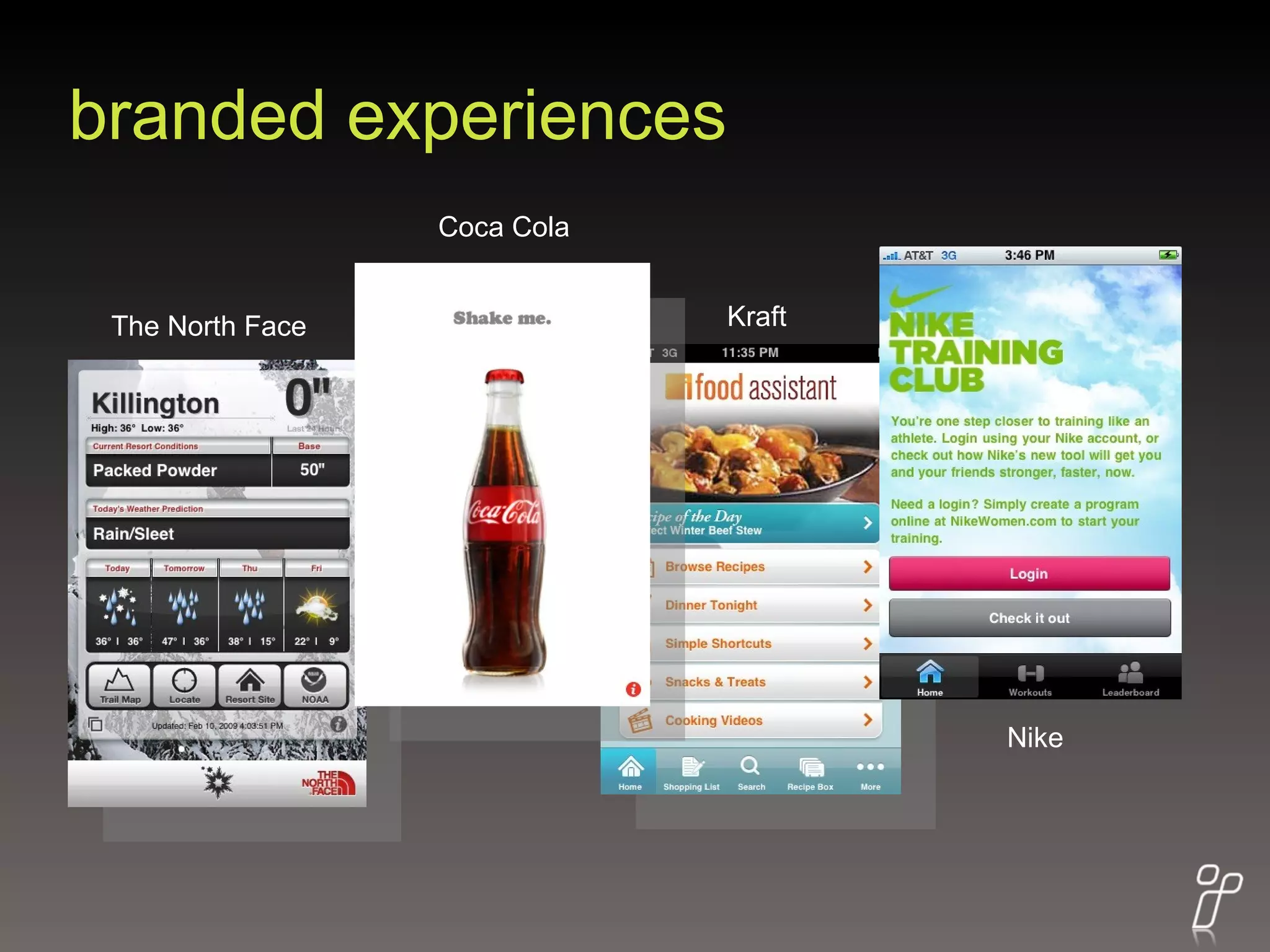 branded experiences Nike Kraft The North Face Coca Cola 