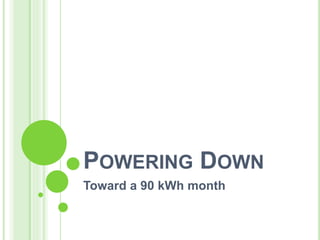 POWERING DOWN
Toward a 90 kWh month
 