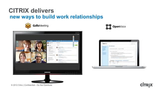CITRIX delivers
new ways to build work relationships
                                                   HD Faces




© 2012 Citrix | Confidential – Do Not Distribute
 