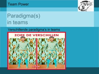 Team Power 
Paradigma(s) 
in teams 
Verschillende paradigma’s in teams 
 