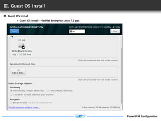 77 PowerKVM Configuration
Ⅲ. Guest OS Install
Ⅲ. Guest OS Install
Ø Guest OS Install – RedHat Enterprise Linux 7.2 ppc
 
