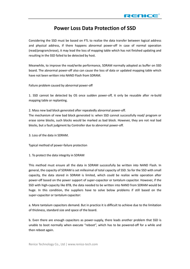 Power Loss Data Protection of SSD