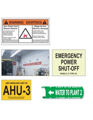 WATERTOPLANT2AHU-3
AIR HANDLING UNIT #3
Disconnect Location: Panel 34 (1st Floor)
Use Lockout Procedure: #LOP-AHU3
EMERGENCY
POWER
SHUT-OFF
PANELS: 21 THRU 30
PowerMarkRevise.qxd 12/5/07 1:44 PM Page 7
 