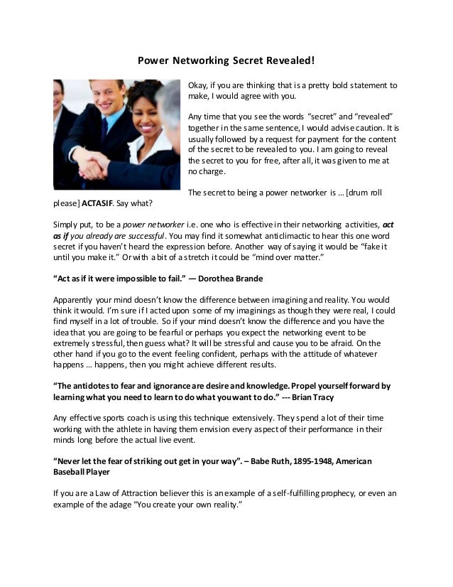 Putting Power Of Self Knowledge To Work >> Power Networking Secret Revealed Putting Power Of Self Knowledge To Work >> Power Networking Secret Revealed