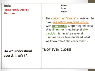Power Notes Atomic Structure 2013 | PPT