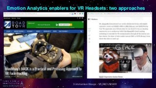 www.skilltower.com
Emotion Analytics enablers for VR Headsets: two approaches
3 immersive Waves - VR/AR/USEMIR
 