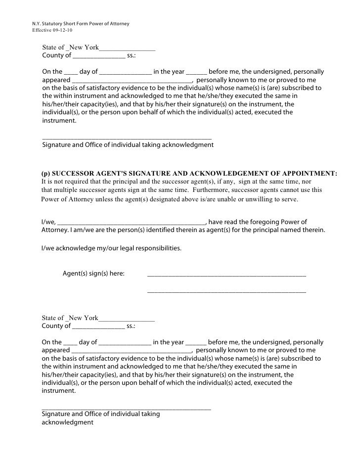 Powerof attorney short-form-2010