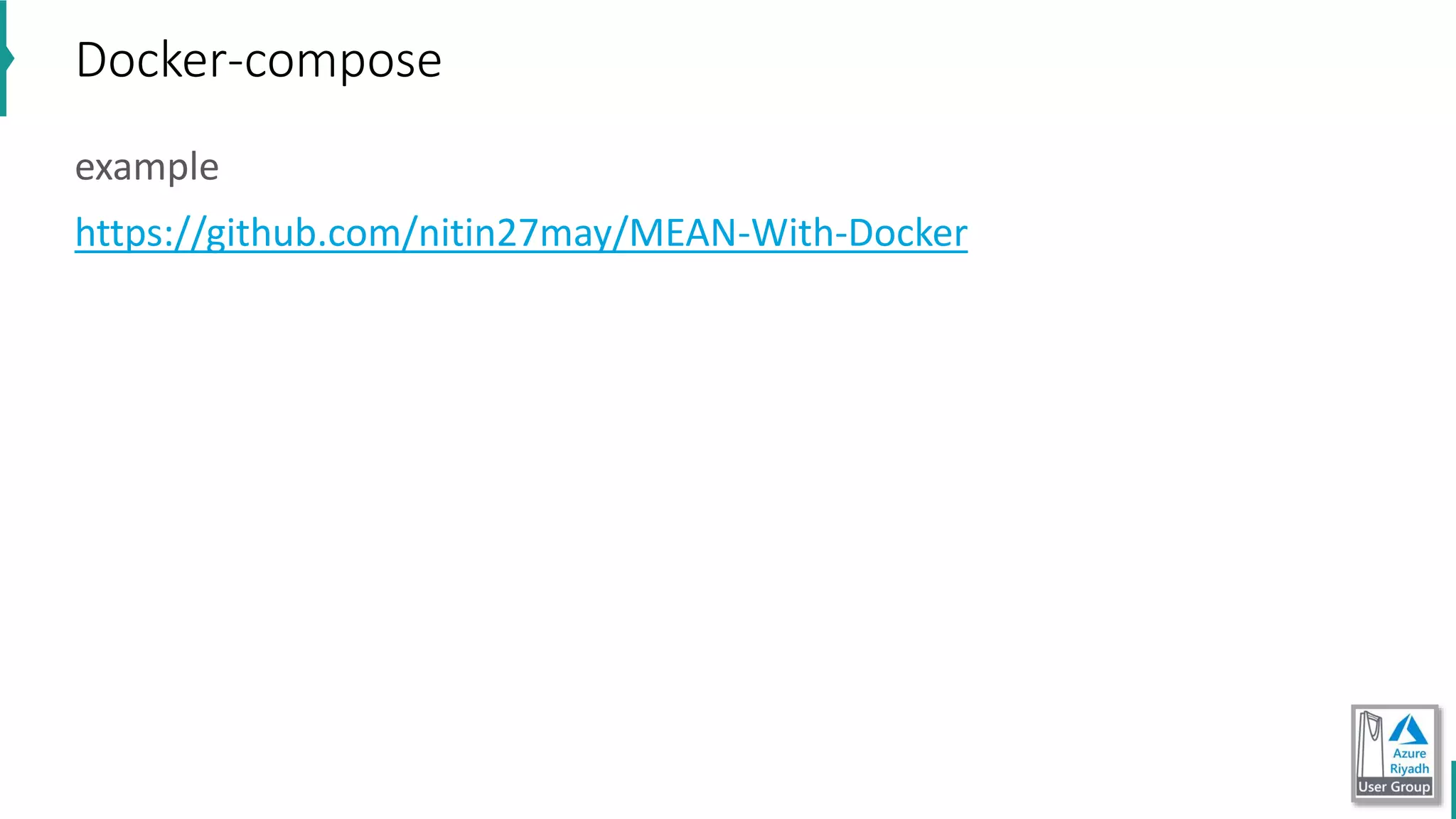 example
https://github.com/nitin27may/MEAN-With-Docker
Docker-compose
 