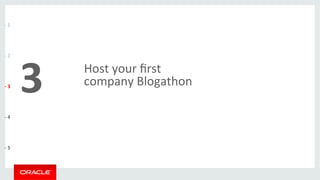 Host 
your 
first 
3 
company 
Blogathon 
-­‐ 
1 
-­‐ 
2 
-­‐ 
3 
-­‐ 
4 
-­‐ 
5 
 