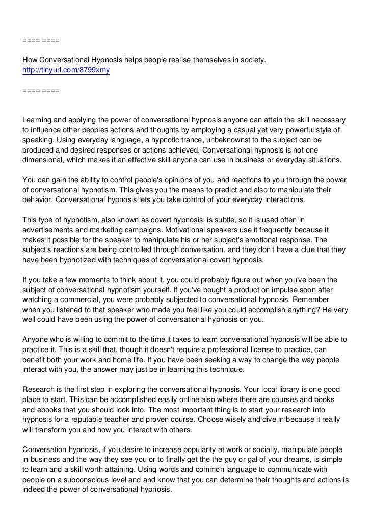 Power of Conversational hypnosis