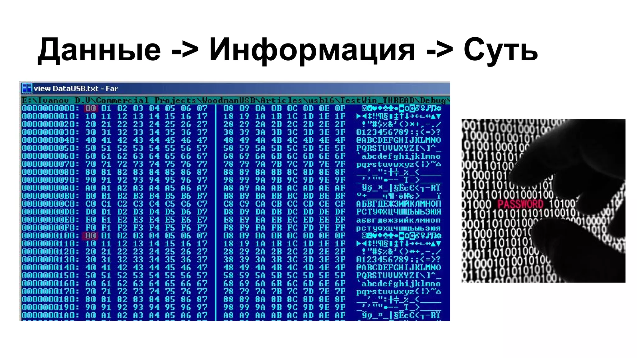 Данные -> Информация -> Суть
 