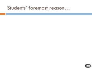 Students’ foremost reason… 