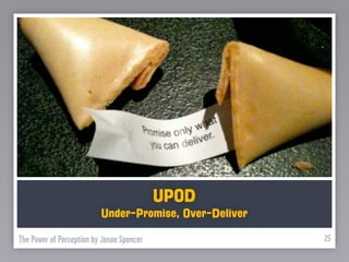 UPOD
                          Under-Promise, Over-Deliver

The Power of Perception by Jason Spencer                25
 