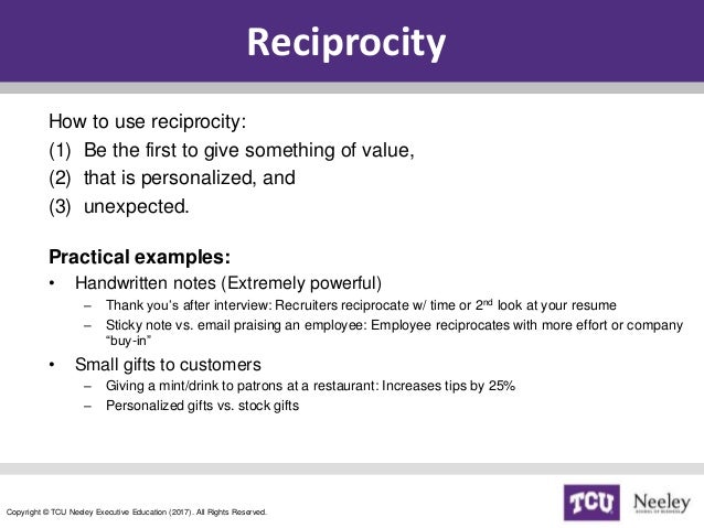 Power of Persuasion: Influence Tactic & Reciprocity