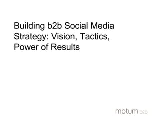 Building b2b Social Media Strategy: Vision, Tactics,  Power of Results 