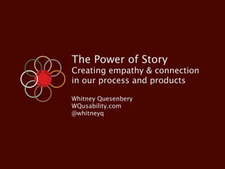 The Power of Story
Creating empathy & connection
in our process and products

Whitney Quesenbery
WQusability.com
@whitneyq
 