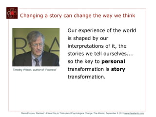 Changing a story can change the way we think


                                                     Our experience of the ...