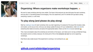 github.com/railsbridge/organizing
 