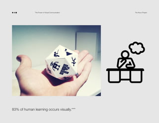 The Power of Visual Communication

83% of human learning occurs visually.***

The Noun Project

 