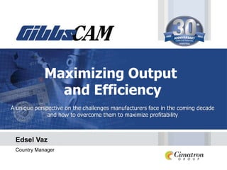 Maximizing Output
              and Efficiency
A unique perspective on the challenges manufacturers face in the coming decade
              and how to overcome them to maximize profitability



 Edsel Vaz
 Country Manager
 