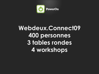 Webdeux.Connect09400 personnes3 tables rondes4 workshops