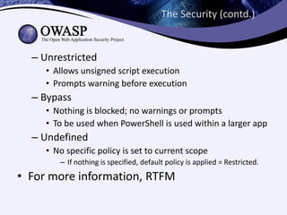 Power on, Powershell