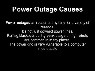Preparing For, What To Do During and Surviving a Power Outage | PPTX