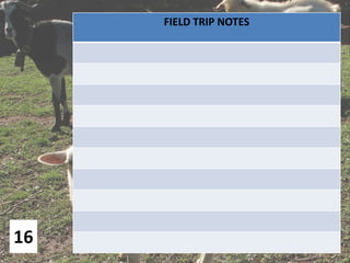 16
FIELD TRIP NOTES
 