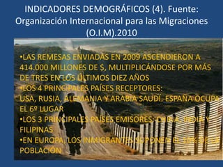 LOS INDICADORES DEL SUBDESARROLLODEMOGRÁFICOSECONÓMICOSCULTURALESPOLÍTICOS