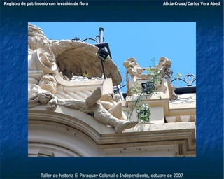 Taller de historia El Paraguay Colonial e Independiente, octubre de 2007 Registro de patrimonio con invasión de flora Alicia Crosa/Carlos Vera Abed 