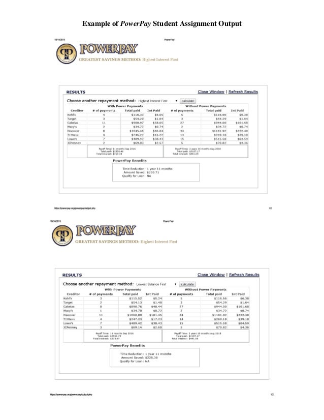 powerpay student assignment sample