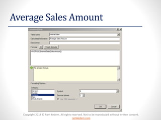 Copyright 2014 © Ram Kedem. All rights reserved. Not to be reproduced without written consent.
ramkedem.com
Average Sales Amount
 