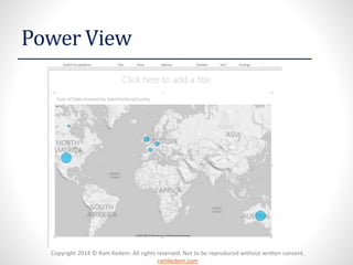 Copyright 2014 © Ram Kedem. All rights reserved. Not to be reproduced without written consent.
ramkedem.com
Power View
 