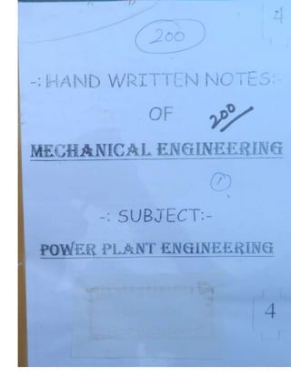 Power Plant Engineering 2 Mechanical Engineering Handwritten classes Notes (Study Materials) for IES PSUs GATE