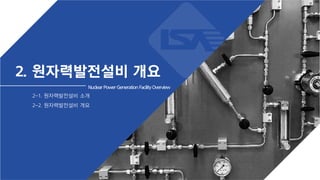2. 원자력발전설비 개요
2-1. 원자력발전설비 소개
2-2. 원자력발전설비 개요
NuclearPowerGenerationFacilityOverview
 