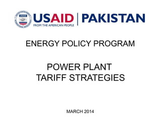 ENERGY POLICY PROGRAM 
POWER PLANT 
TARIFF STRATEGIES 
MARCH 2014 
 