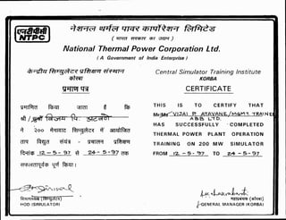 Power Plant Training Certificates