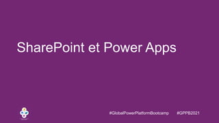 #GlobalPowerPlatformBootcamp #GPPB2021
SharePoint et Power Apps
 