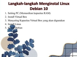 instalasi linux pada debian sebagai tugas praktik kerja lapangan | PPTX