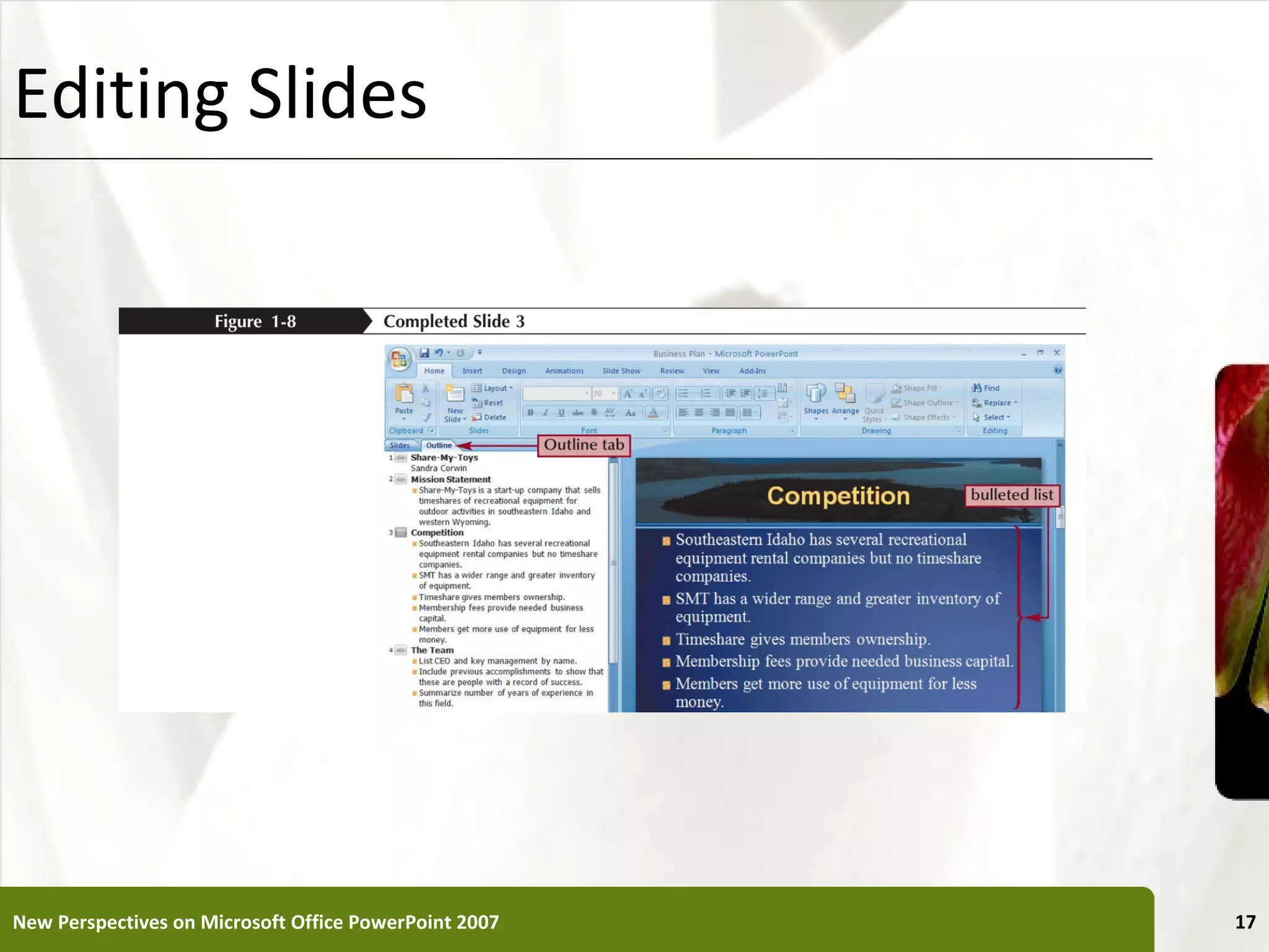 Editing Slides                                         XP




New Perspectives on Microsoft Office PowerPoint 2007        17
 