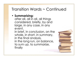 transition words for body paragraphs