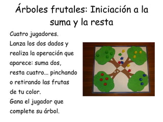 Árboles frutales: Iniciación a la suma y la resta ,[object Object],[object Object],[object Object],[object Object],[object Object],[object Object],[object Object],[object Object],[object Object]