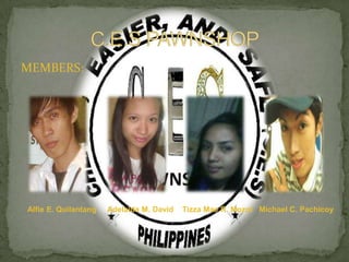 MEMBERS:Alfie E. QuilantangAdelaida M. David    Tizza Mae R. Mozol   Michael C. PachicoyC.E.S PAWNSHOP
