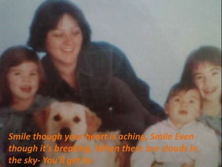 Smile though your heart is aching, Smile Even though it's breaking, When there are clouds in the sky- You'll get by