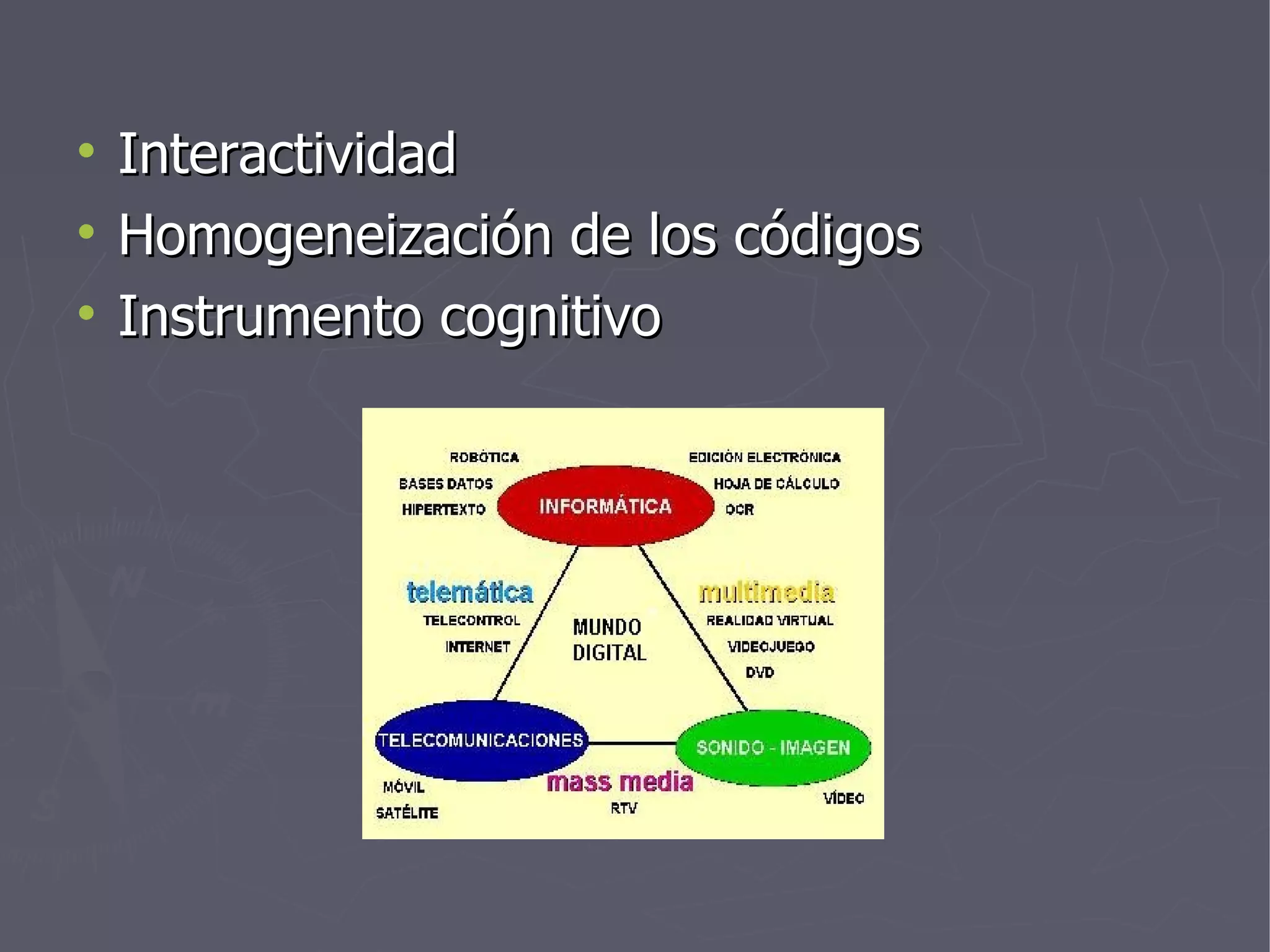 Interactividad Homogeneización de los códigos Instrumento cognitivo 