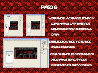 PASO 6 *bORRAMOS LA CAPA DEL FONDO Y COMBINAMOS LA PRIMERA DE MANERA QUE SOLO QUEDE UNA CAPA *DESELECCIONAMOS Y CREAMOS UNA NUEVA CAPA. 