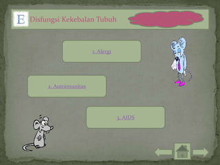 Disfungsi Kekebalan Tubuh



                       1. Alergi




     2. Autoimunitas




                                   3. AIDS
 