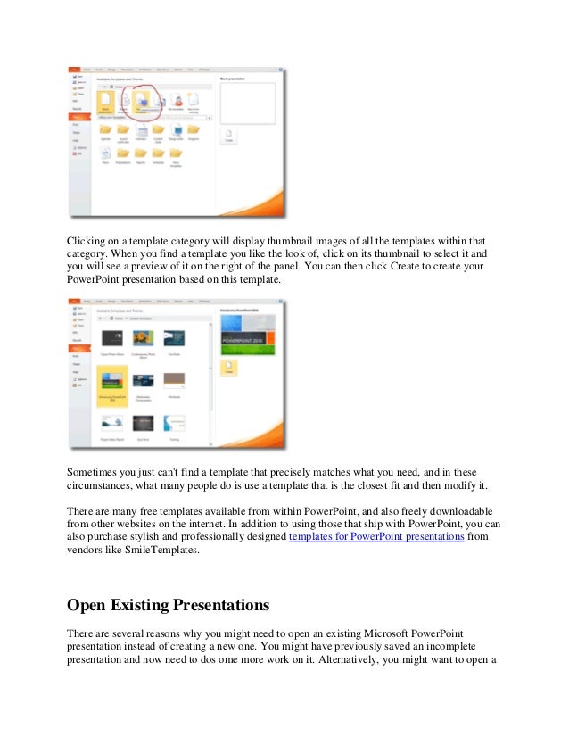 to create a presentation based on a template click the