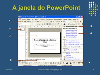 A janela do PowerPoint 1 2 3 4 5 7 6 